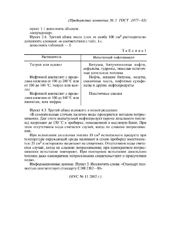 Изменение №3 к ГОСТ 2477-65