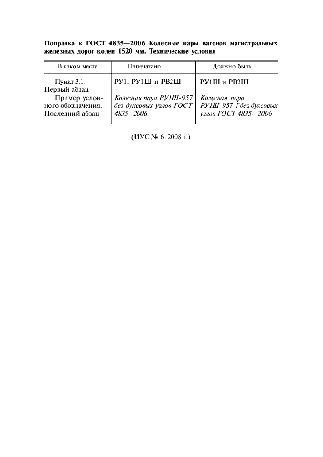 Поправка к ГОСТ 4835-2006