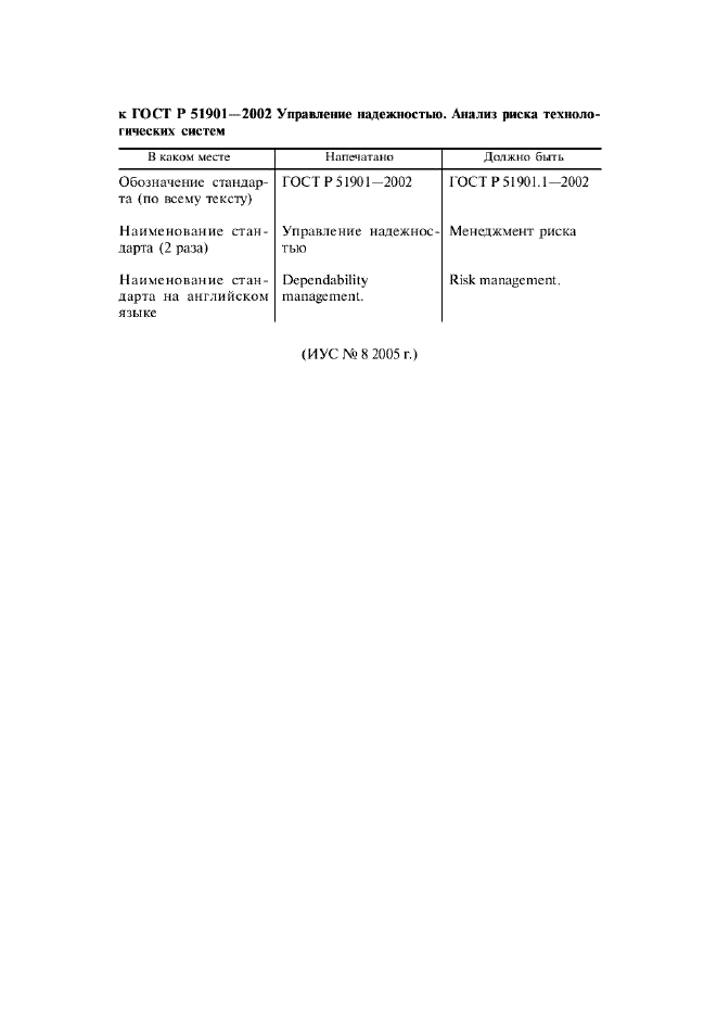 Поправка к ГОСТ Р 51901.1-2002