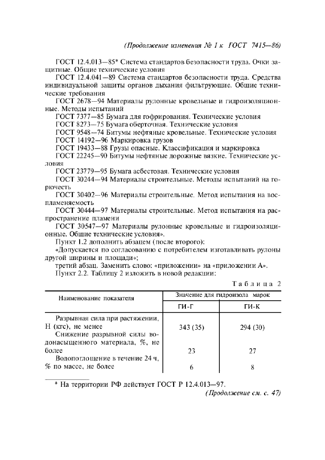 Изменение №1 к ГОСТ 7415-86