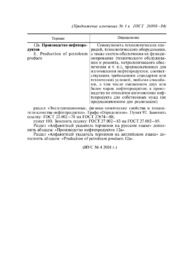 Изменение №1 к ГОСТ 26098-84