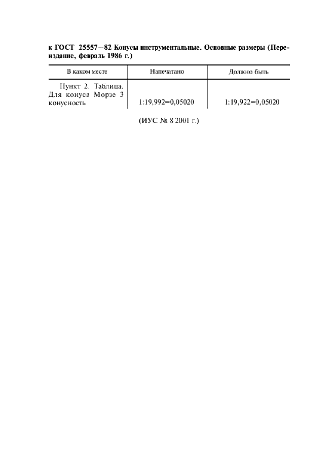 Поправка к ГОСТ 25557-82