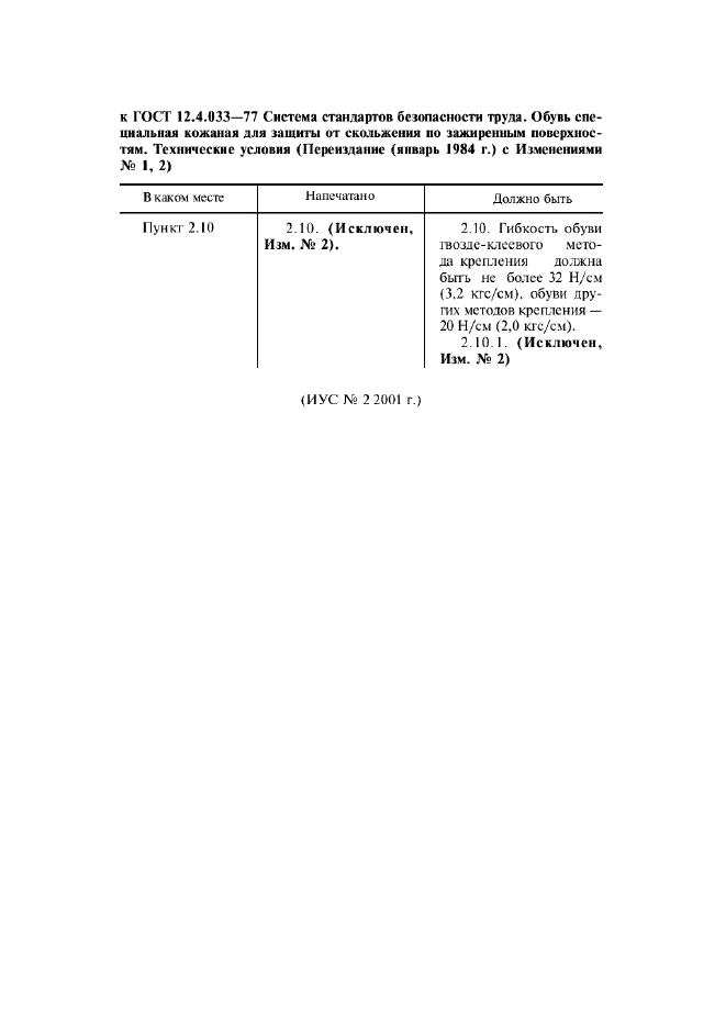 Поправка к ГОСТ 12.4.033-77